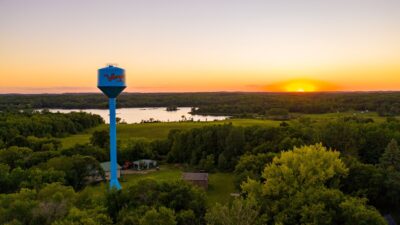 Vergas watertower and landscape of lakes