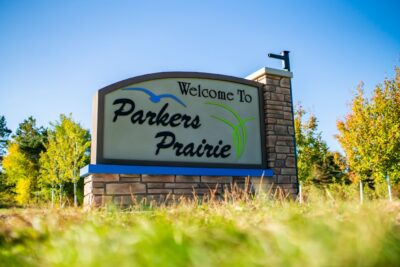 Welcome sign to Parkers Prairie